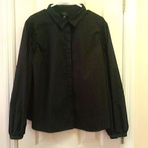❄️Worthington XXL long sleeve formal dress shirt Black/white pin stripes